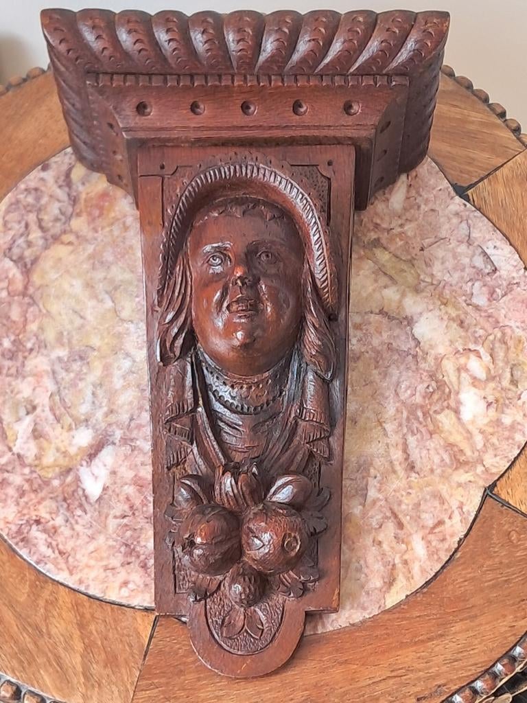 Antiek eikenhouten gestoken wandconsole 18/19e eeuw, Ophalen of Verzenden