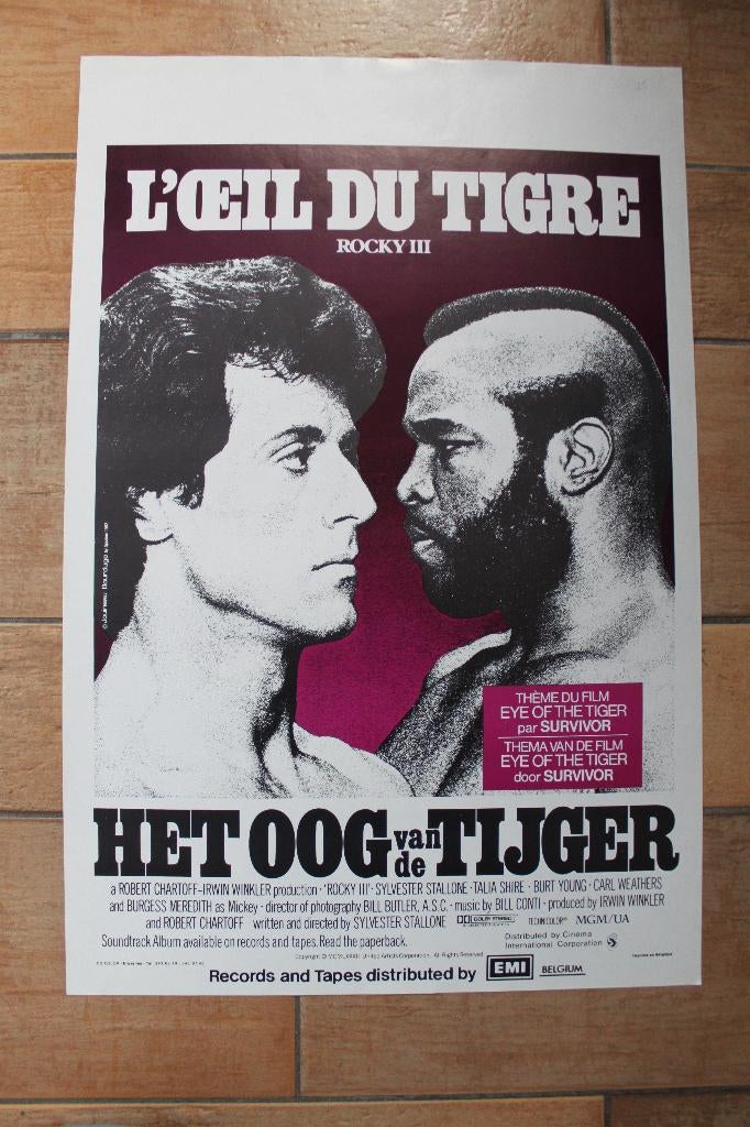 filmaffiche Sylvester Stallone Rocky 3 filmposter, Rechthoekig Staand, Ophalen of Verzenden, Zo goed als nieuw, A1 t/m A3