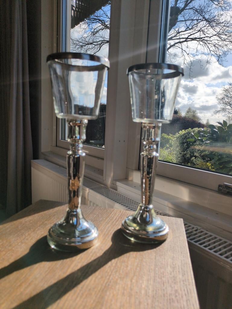 Riviera Maison kandelaars van glas, Antiek en Kunst, Antiek | Kandelaars, Ophalen of Verzenden