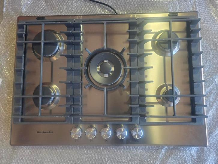 KitchenAid 5-pits gasfornuis - RVS, Witgoed en Apparatuur, Kookplaten, Zo goed als nieuw, Vrijstaand, Gas, 5 kookzones of meer