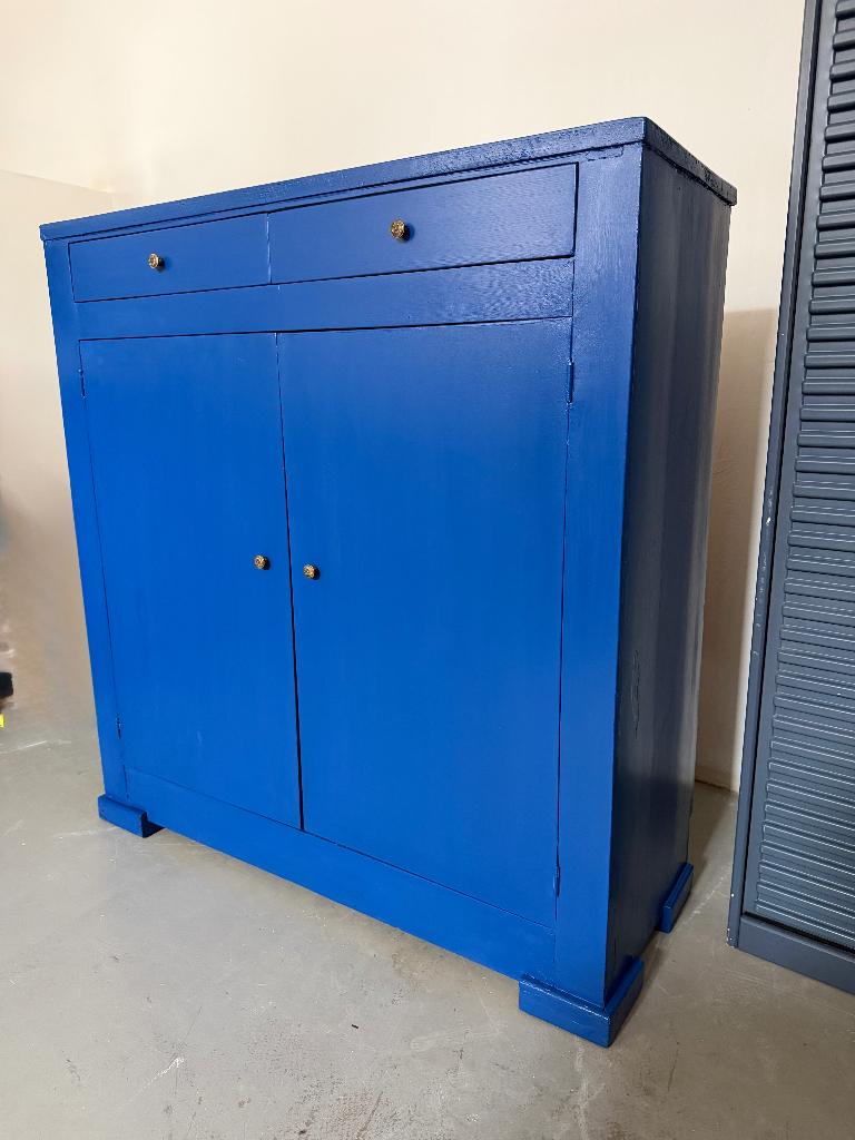 Vintage voorraadkast, antieke, brocante dressoir kast hout, Ophalen, Gebruikt, 100 tot 150 cm, -