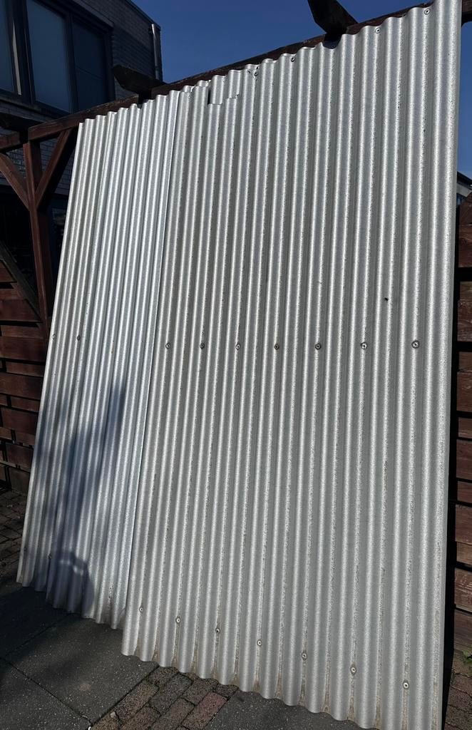 4 golfplaten roestvrij 214x108, Ophalen, Zo goed als nieuw, 15 m² of meer, Golfplaat