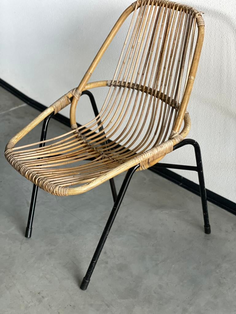 Vintage design rohe noordwolde rotan fauteuil, Ophalen, Zo goed als nieuw, Bruin, Eén
