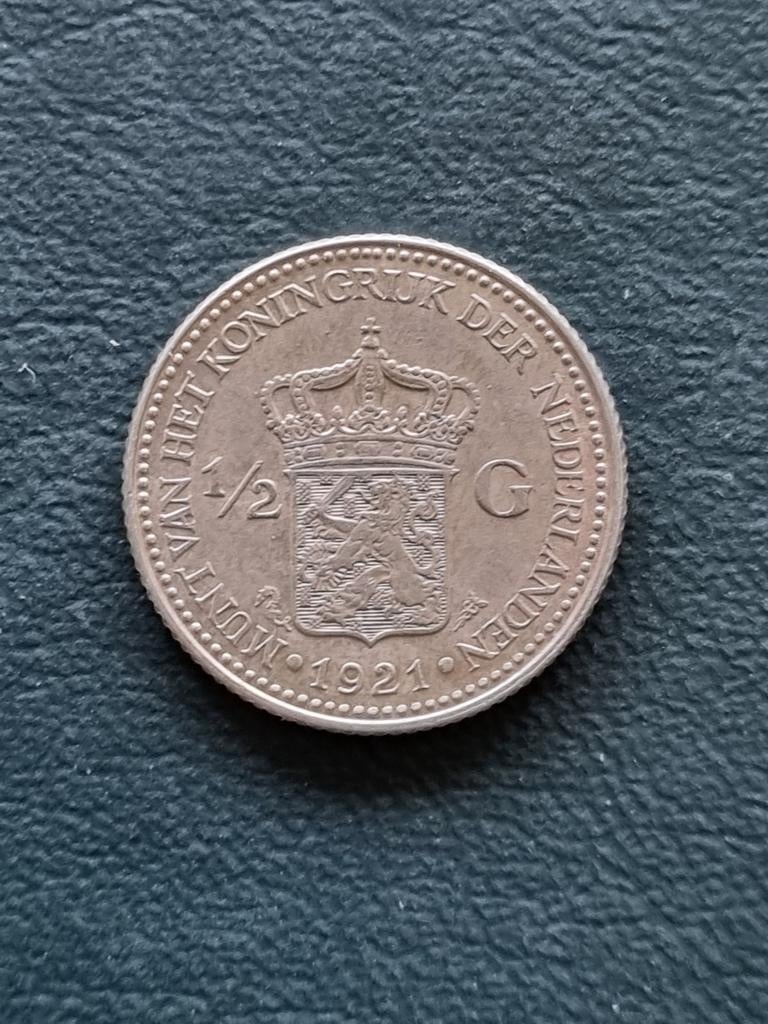 Halve gulden 1921 in hoge kwaliteit, Ophalen of Verzenden, Koningin Wilhelmina, ½ gulden