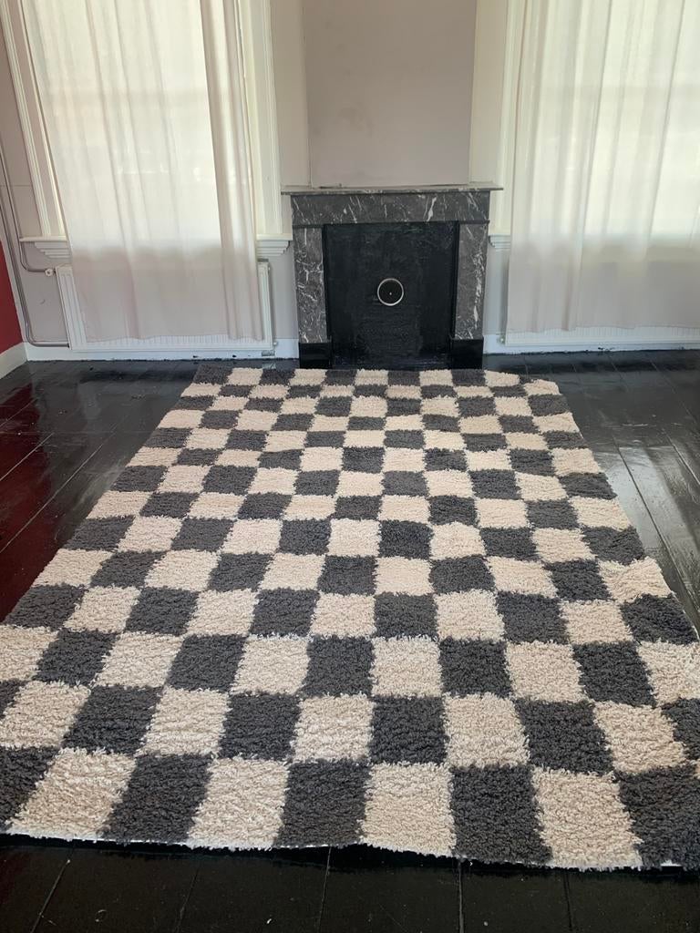 Geblokt vloerkleed, Ophalen, Wit, 200 cm of meer, Zo goed als nieuw