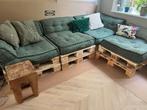 Comfortabele Palletbank met Kussens - Hoekbank Stijl, Ophalen, Gebruikt, Hout