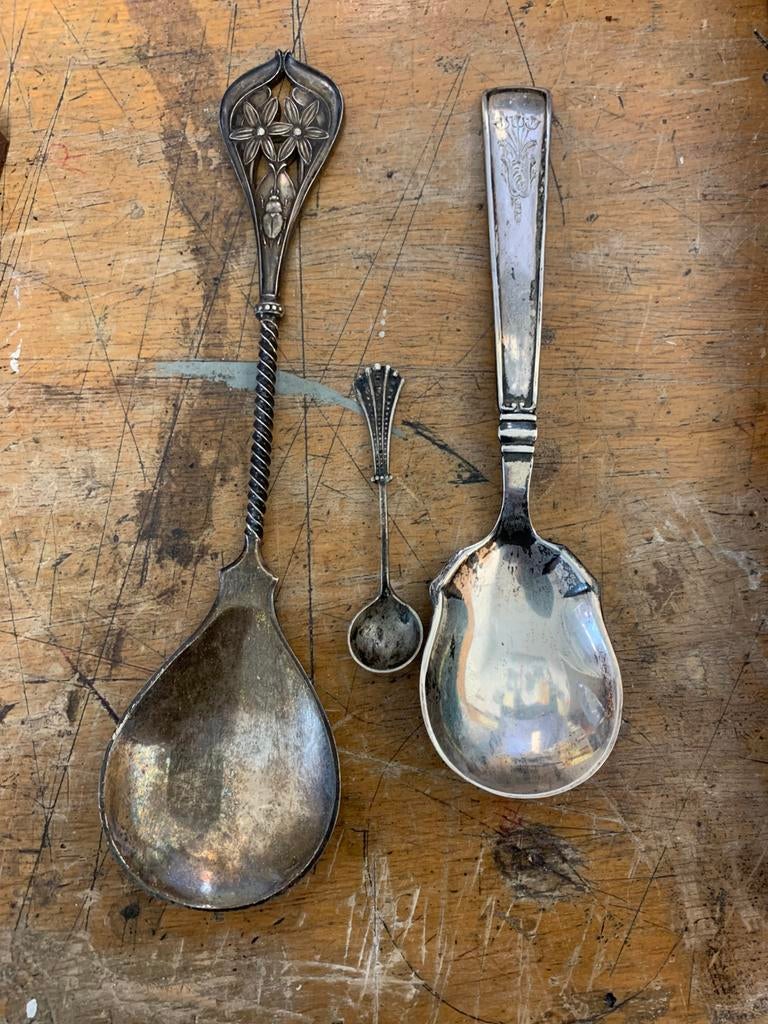 Zilver antiek zilveren lepel gemerkt met zwaard, Ophalen of Verzenden