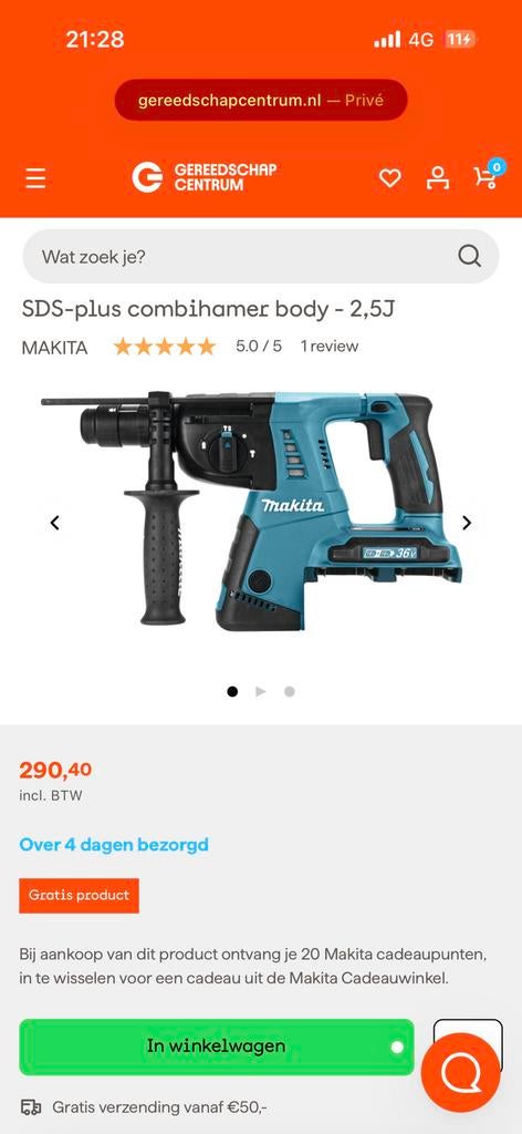 NIEUW IN DOOS makita 2x18v 36v combi sds boorhamer hakhamer, Doe-het-zelf en Verbouw, Ophalen of Verzenden, Zo goed als nieuw