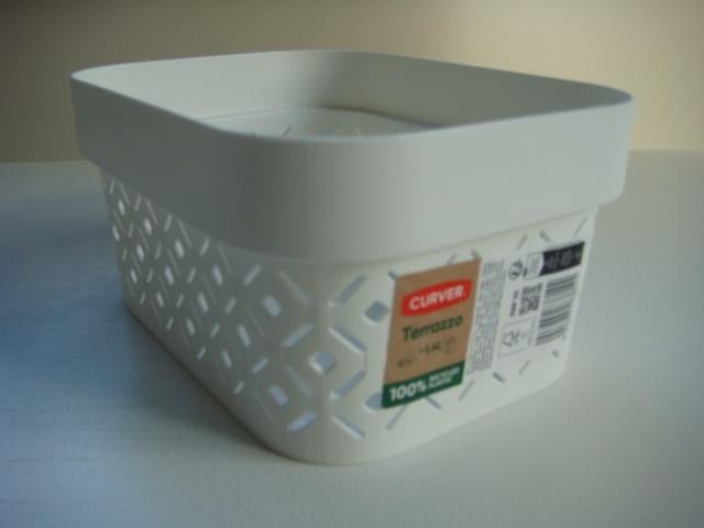 Curver opbergmand Terrazzo - 17 x 12,6 x 8,4 cm - wit, Kunststof, Mand, Nieuw, Ophalen of Verzenden