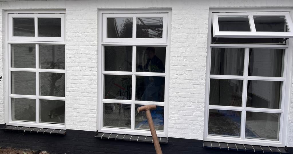 3 kozijnen met dubbel glas, Gebruikt, Raamkozijn, 150 tot 225 cm, Inclusief glas