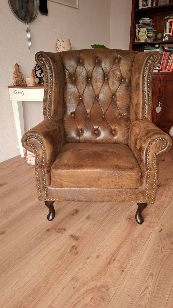 Chesterfield fauteuil oorfauteuil, Huis en Inrichting, Fauteuils, Ophalen, 75 tot 100 cm, 50 tot 75 cm