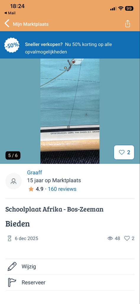 Vintage Schoolplaat Afrika - Bos-Zeeman, Antiek en Kunst, Antiek | Schoolplaten, Ophalen, Aardrijkskunde