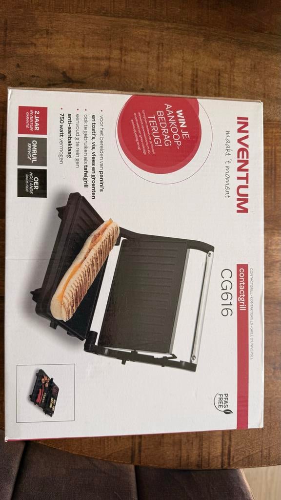 Inventum Contactgrill CG616 - Panini, Tosti & Tafelgrill, Ophalen of Verzenden, Uitneembare platen, Nieuw