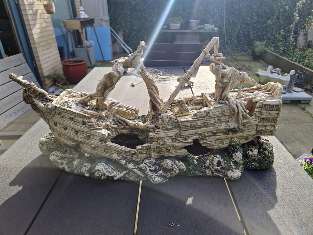 Decoratie schip, Ophalen, Zo goed als nieuw, Plant(en), Steen of Hout