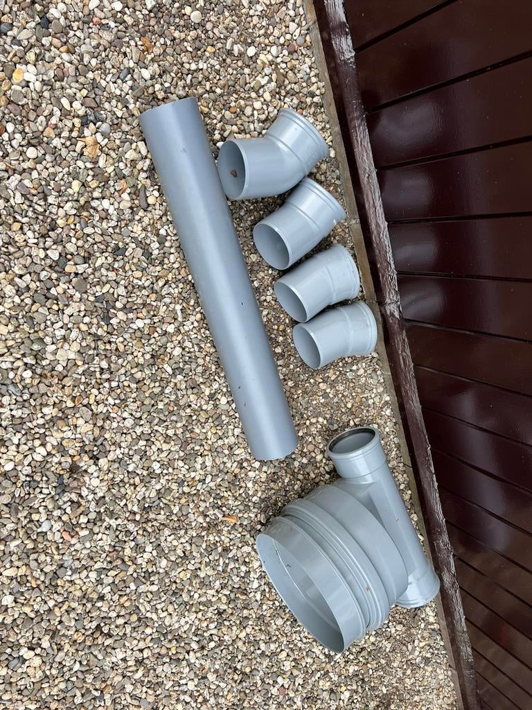 Restant 125mm riool buizen + bochten, Ophalen, Bochten, Pvc, Nieuw