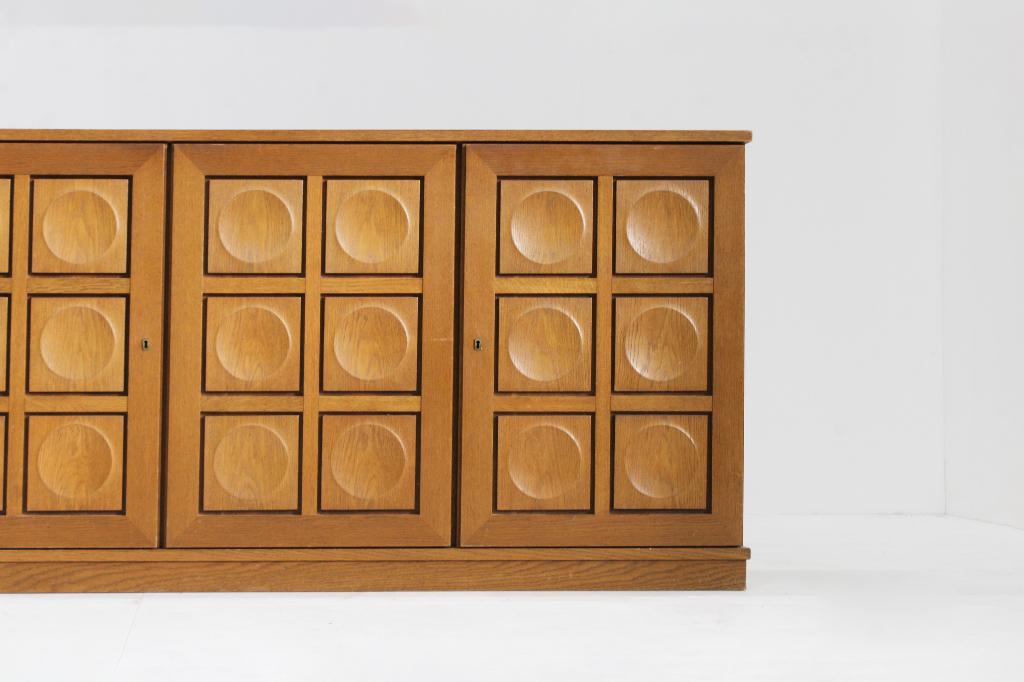 Vintage Brutalist Sideboard 1970s Gerhard Bartels, Met deur(en), 150 tot 200 cm, Eikenhout, Ophalen of Verzenden