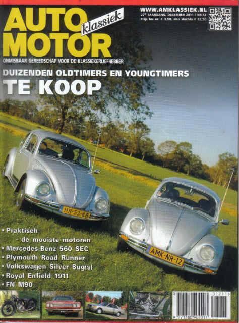 AMK 12 2011 : VW Kever - Mercedes 560SEC - Plymouth - FN M90, Boeken, Auto's | Folders en Tijdschriften, Gelezen, Algemeen, Ophalen of Verzenden