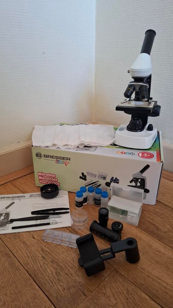 Bresser junior microscoop 40x-2000x, Audio, Tv en Foto, Optische apparatuur | Microscopen, Zo goed als nieuw, 1000x of meer, Ophalen of Verzenden
