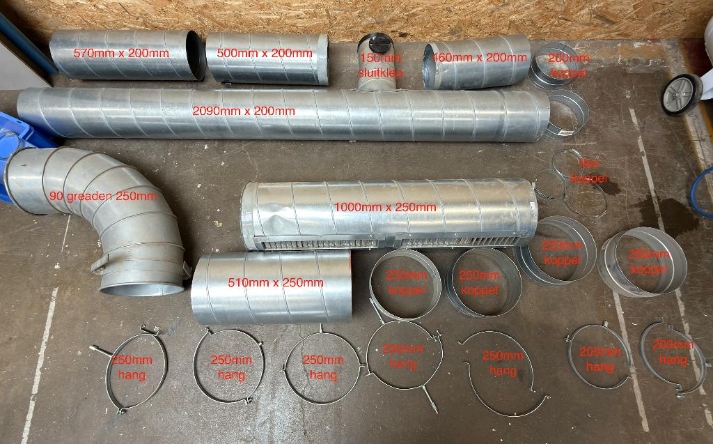 Diverse Spiro buis en onderdelen/ ventilatie buis, Ophalen, Afzuiger