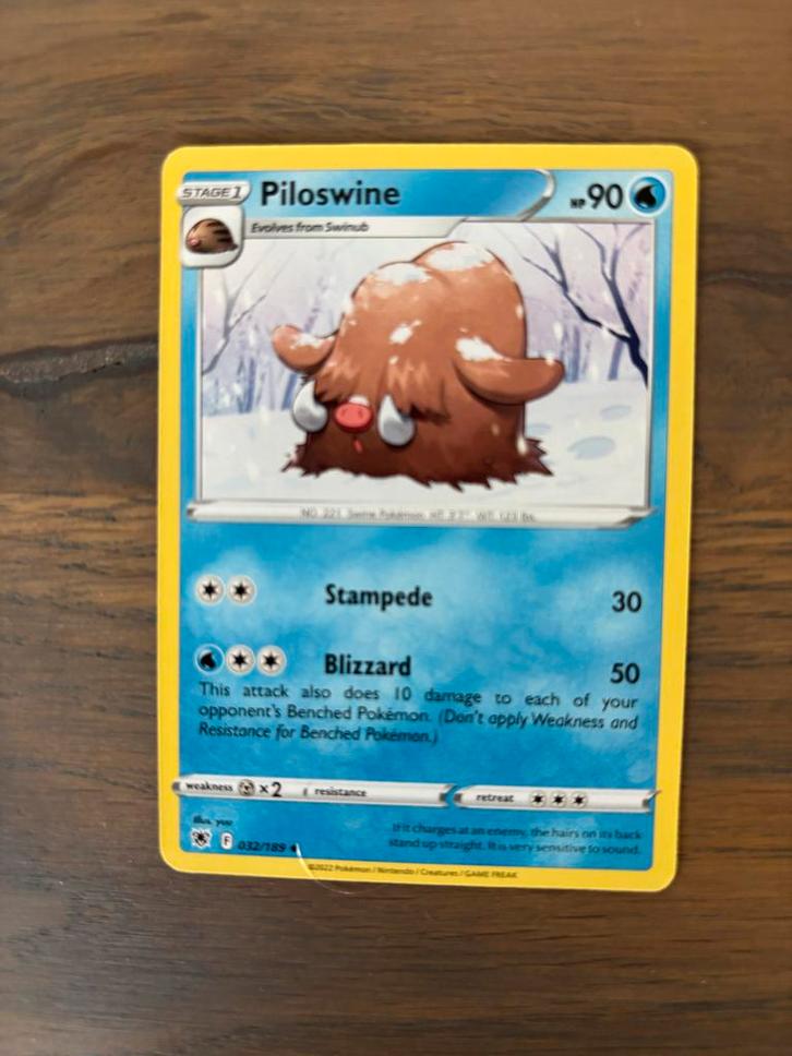 Piloswine Pokémon Kaart - 032/189, Hobby en Vrije tijd, Verzamelkaartspellen | Pokémon, Zo goed als nieuw, Losse kaart, Ophalen of Verzenden