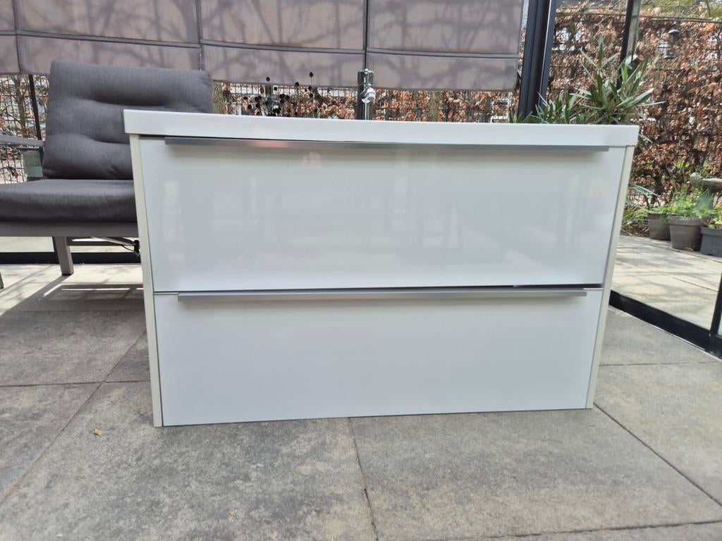 Wastafelmeubel met mengkraan en kast, Ophalen, Gebruikt, 100 tot 150 cm, 100 tot 150 cm