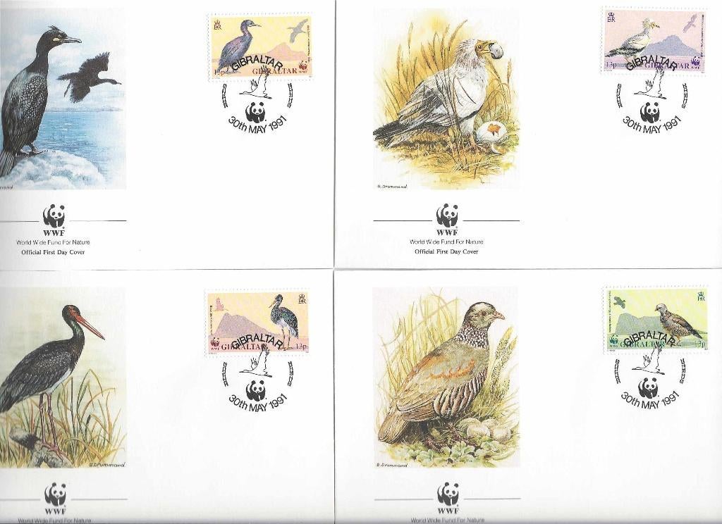 Geurnesey vogels wwf wnf 4 fdc bedreigde diersoorten, Ophalen of Verzenden, Overige landen, Postfris