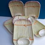 6 brocante barbotine aardewerk asperge borden, Antiek en Kunst, Ophalen of Verzenden