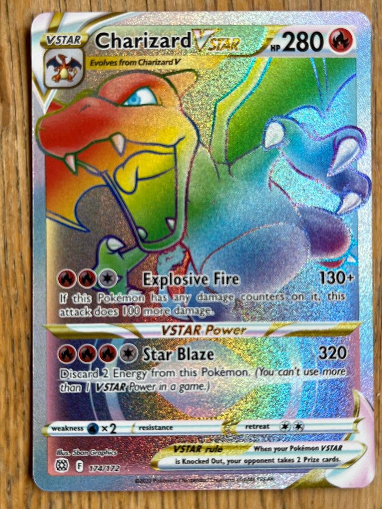 174/172 Charizard Vstar (Rainbow), Hobby en Vrije tijd, Verzamelkaartspellen | Pokémon, Ophalen, Nieuw, Losse kaart