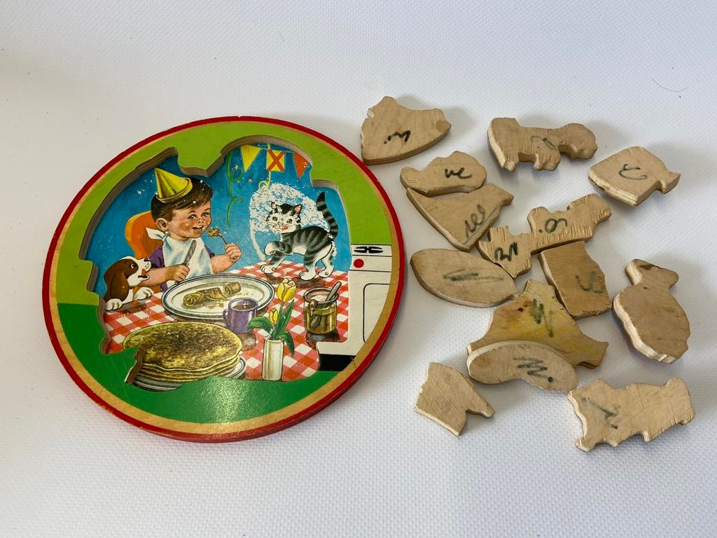 Simplex puzzel rond pannenkoeken bakken, 2 tot 4 jaar, Gebruikt, 10 tot 50 stukjes, Ophalen of Verzenden