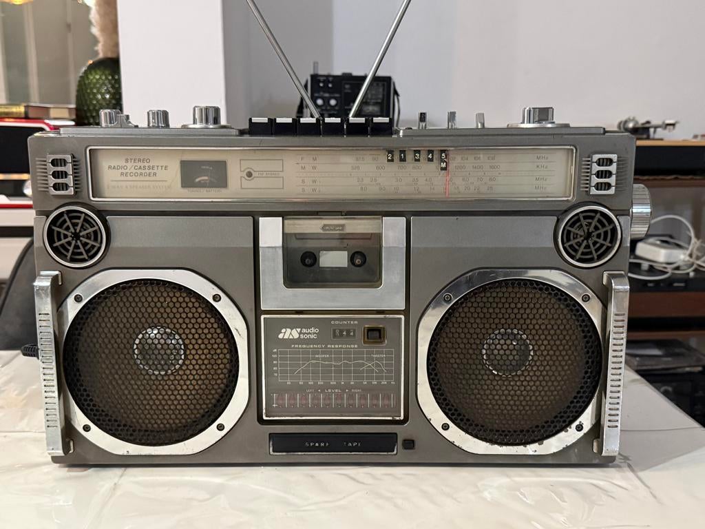 Vintage Audio Sonic boombox, radio en cassette, Audio, Tv en Foto, Radio's, Gebruikt, Audio Sonic, Ophalen of Verzenden, Radio