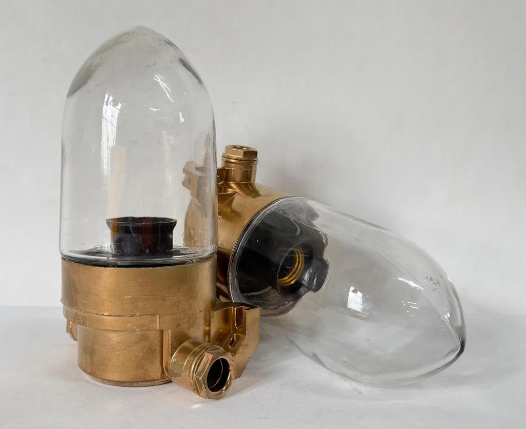 Koninklijke goudkleur industrieel stallamp puntglas, Ophalen of Verzenden, Zo goed als nieuw, Glas, Industrieel