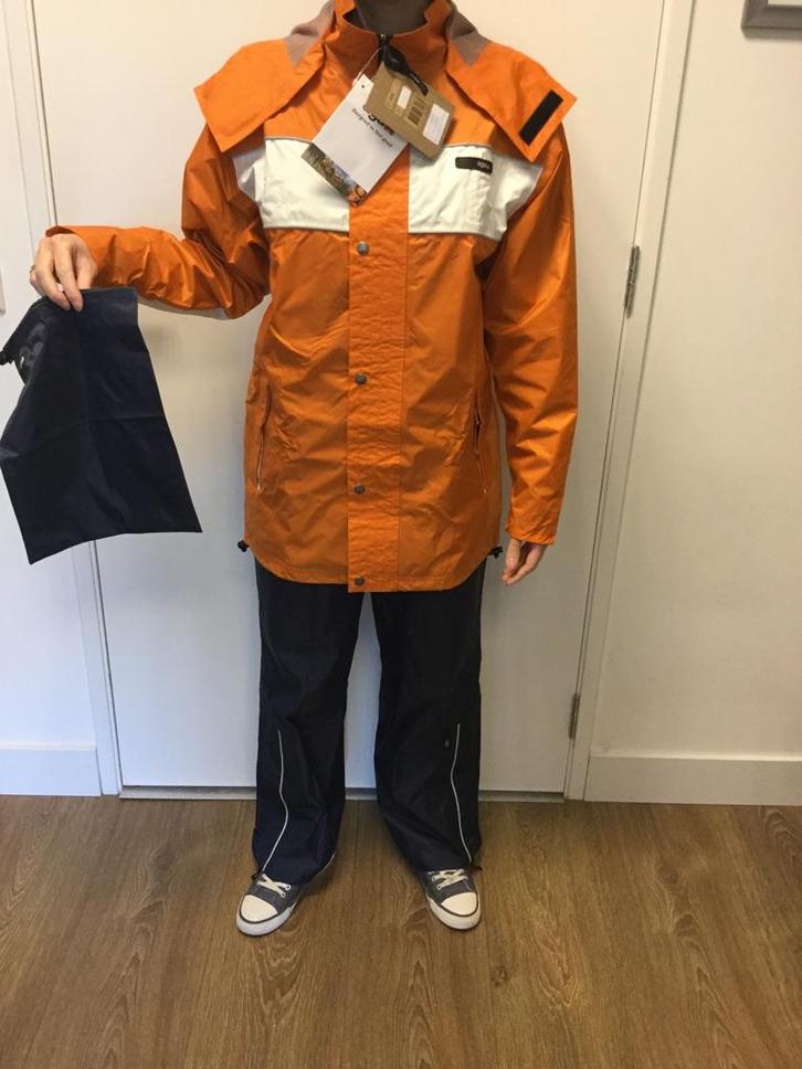 AGU REGENPAK BILLINGS ORANJE/BLAUW GEVOERD  XXS/XS NIEUW, Caravans en Kamperen, Regenkleding, Nieuw, Regenpak, Ophalen of Verzenden