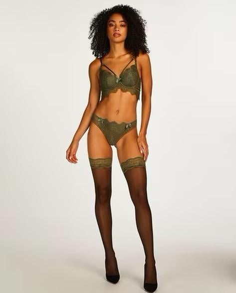 15 Denier Stay-Up Fancy Lace Top Groen Maat S tm XXL (389), Stay-up kousen, Overige kleuren, Nieuw, Overige maten