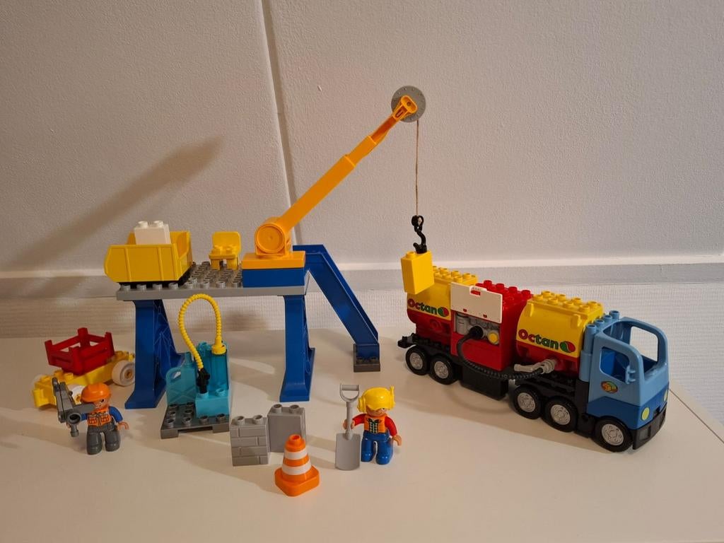 Lego Duplo Kraanwagen en tankwagen set, Gebruikt, Ophalen of Verzenden, Inclusief minifiguren, Duplo