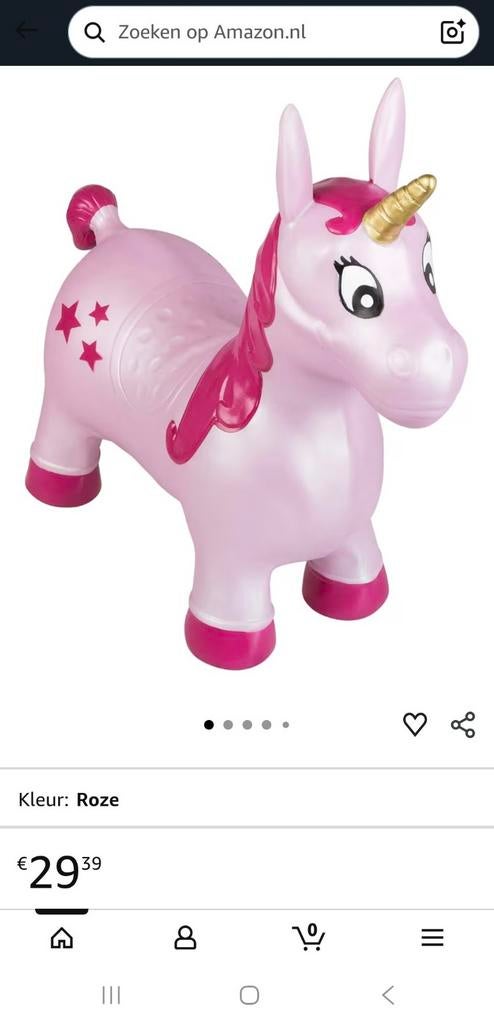 Roze Eenhoorn springdier met pomp, Ophalen of Verzenden, Zo goed als nieuw