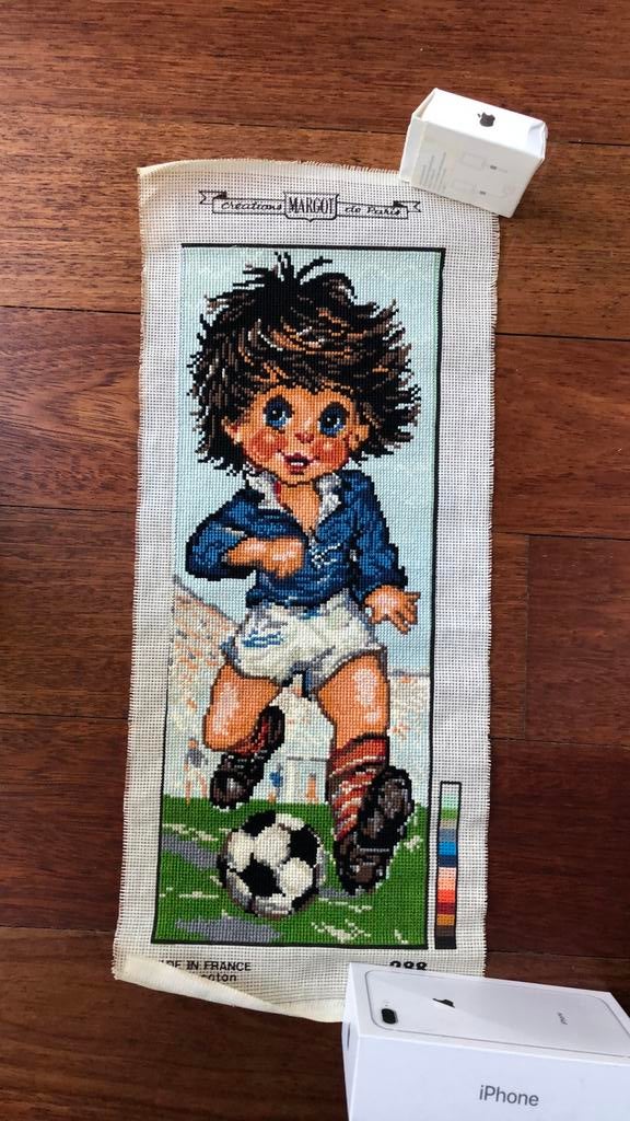 Geborduurde voetballer, retro, jaren 70, Ophalen of Verzenden, Zo goed als nieuw