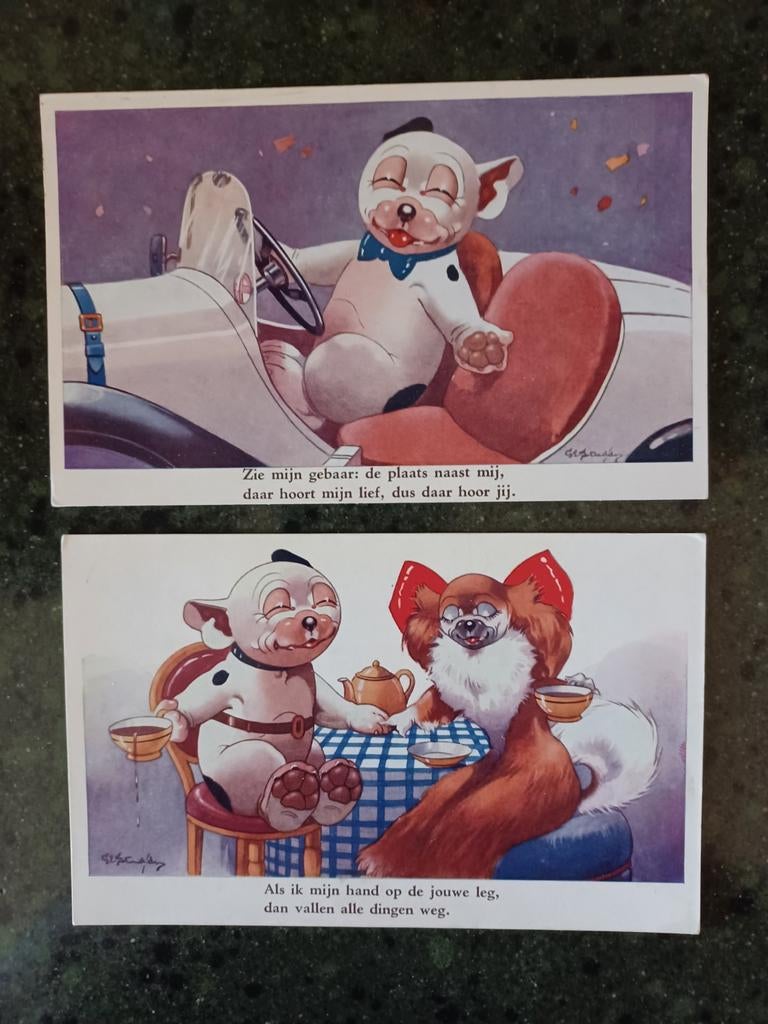 Bonzo honden G. Studdy illustraties, Ophalen of Verzenden, 1920 tot 1940, Gelopen, Overige thema's