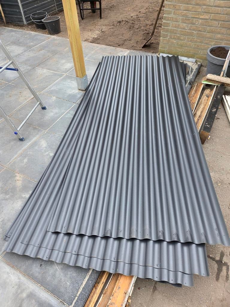 6 z.g.a.n. dakplaten voor b.v. voor overkapping, Kunststof, 10 tot 15 m², Zwart, Zo goed als nieuw