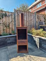 Cortenstaal vuurkorf met houtopslag, Ophalen