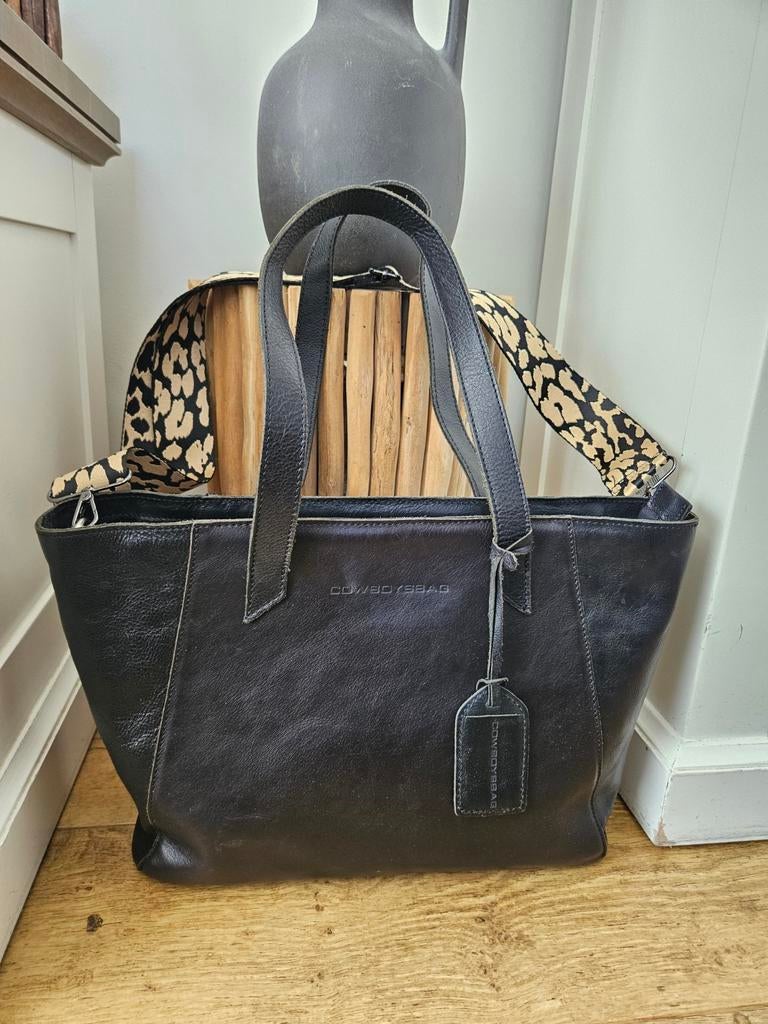 Cowboysbag Leren Tas met Afneembaar Schouderhengsel, Overige merken, Zwart, Ophalen of Verzenden, Zo goed als nieuw
