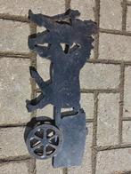 Oude metalen decoratie koudbloed paard met wagen., Ophalen of Verzenden, Gebruikt