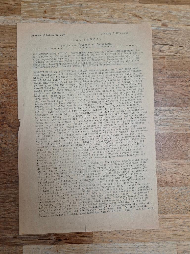 Wo2 illegale pers verzetskrant Het Parool, 6 maart 1945, Ophalen of Verzenden, Nederland, Boek of Tijdschrift