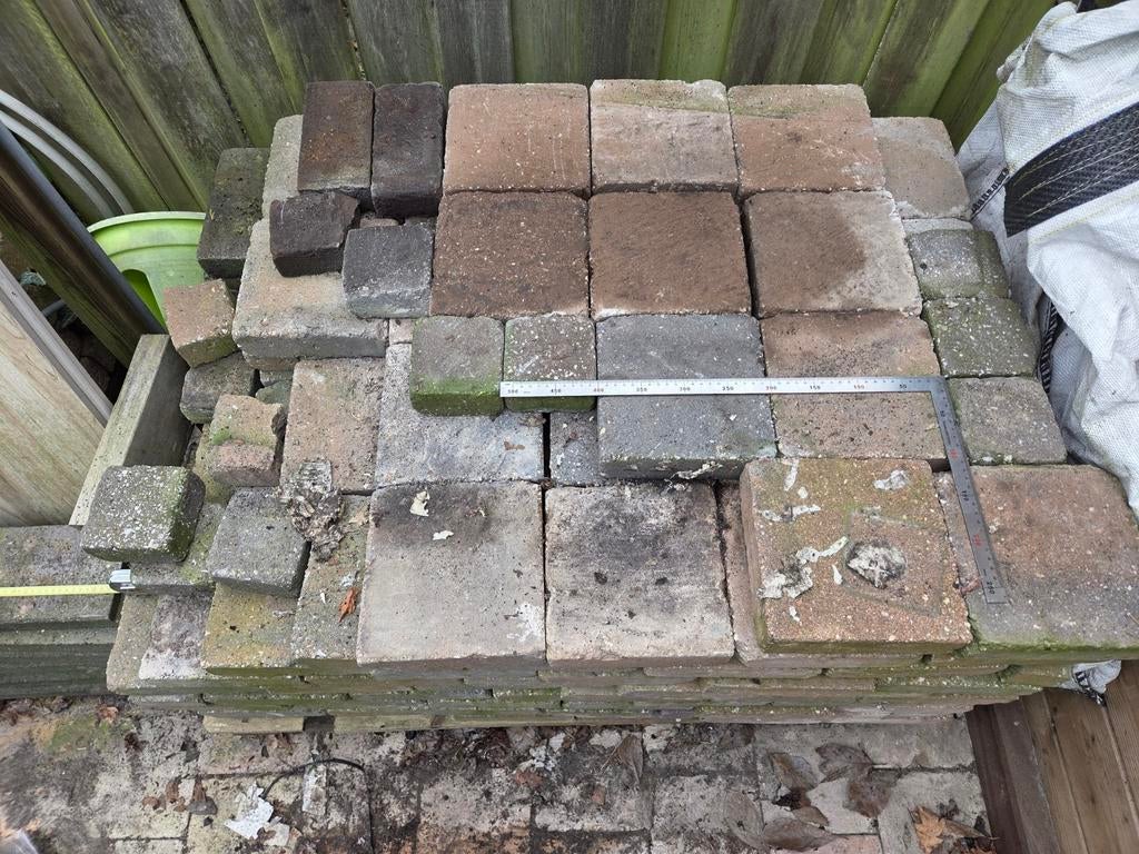 Klinkers 20x20x6 cm, diverse kleuren, ca. 9m², Tuin en Terras, Tegels en Klinkers, Ophalen, Gebruikt, Klinkers, 5 tot 10 m²