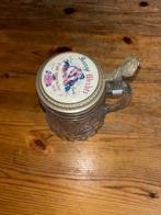 Vintage Glazen Bierpul met Scharnierend Deksel 16 cm hoog, Ophalen of Verzenden