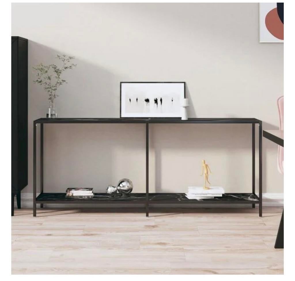 Sidetable met marmerlook en glazen platen, Nieuw, Ophalen of Verzenden, Glas, 150 tot 200 cm