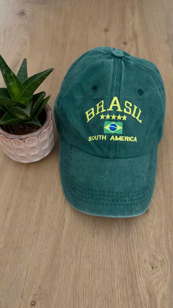 Groene pet met Braziliaanse print, Kleding | Dames, Hoeden en Petten, Nieuw, Pet, One size fits all, Ophalen of Verzenden