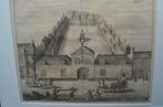 Ets/kopergravure Hofje van Hogelande Den Haag 18e eeuw, Antiek en Kunst, Kunst | Etsen en Gravures, Ingelijst, Ets, Stadsgezicht