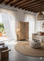 Handgesneden Kast uit India Uniek exemplaar Ibiza/Boho Nieuw, Huis en Inrichting, Ophalen, Met deur(en), 100 tot 150 cm, Ibiza/Boho/Botanisch