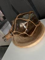 Glazen fles met touw decoratie, Gebruikt, Overige kleuren, Ophalen of Verzenden, Glas