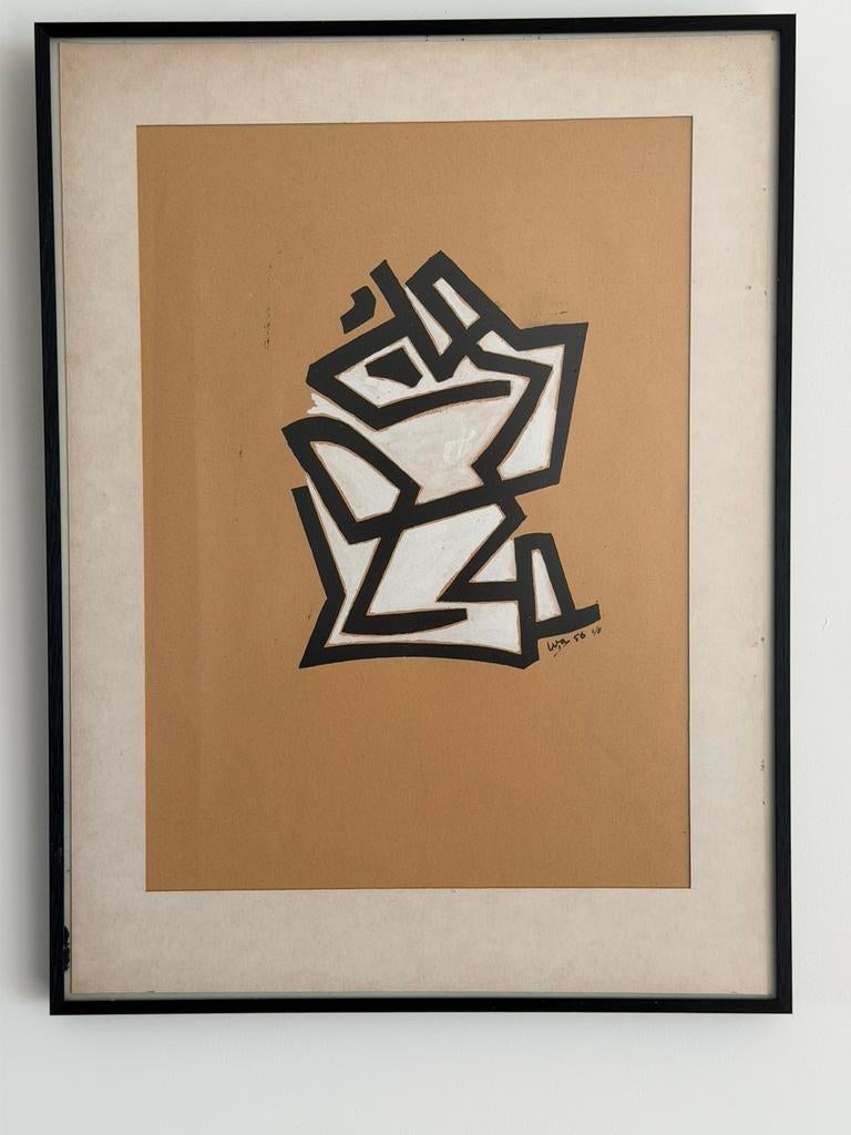 Wobbe Alkema - Zeldzame Linosnede - Handgesigneerd - opl. 8, Antiek en Kunst, Ophalen of Verzenden